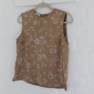 Tan floral blouse